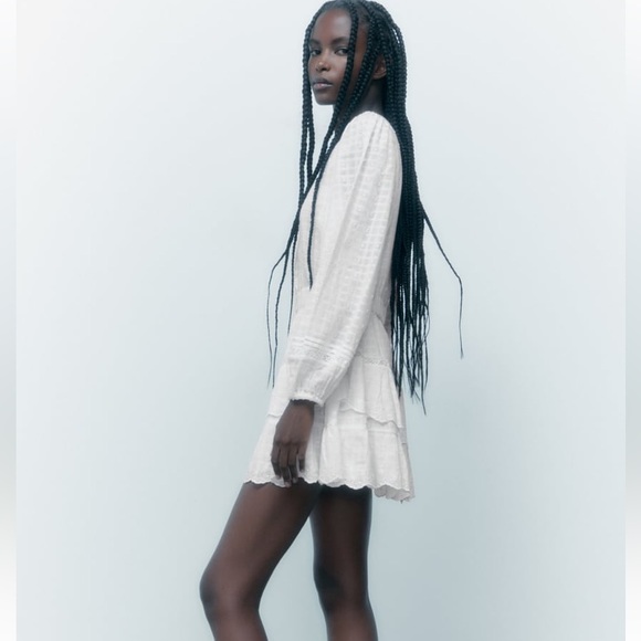 NWT Zara Lace Insert Mini Dress- Size S - Picture 3 of 4